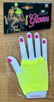 Neongelbe fingerlose Netzhandschuhe, 90er Party