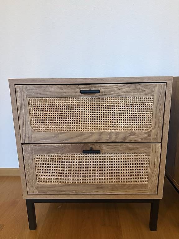 Comodini: 2 Nachttische mit Rattanfront & Eiche-Dekor  2er-Set – Usato da Zürich venduto da mic_h67t 2