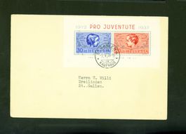 Pro Juventute Block 1937 auf Brief (C213)