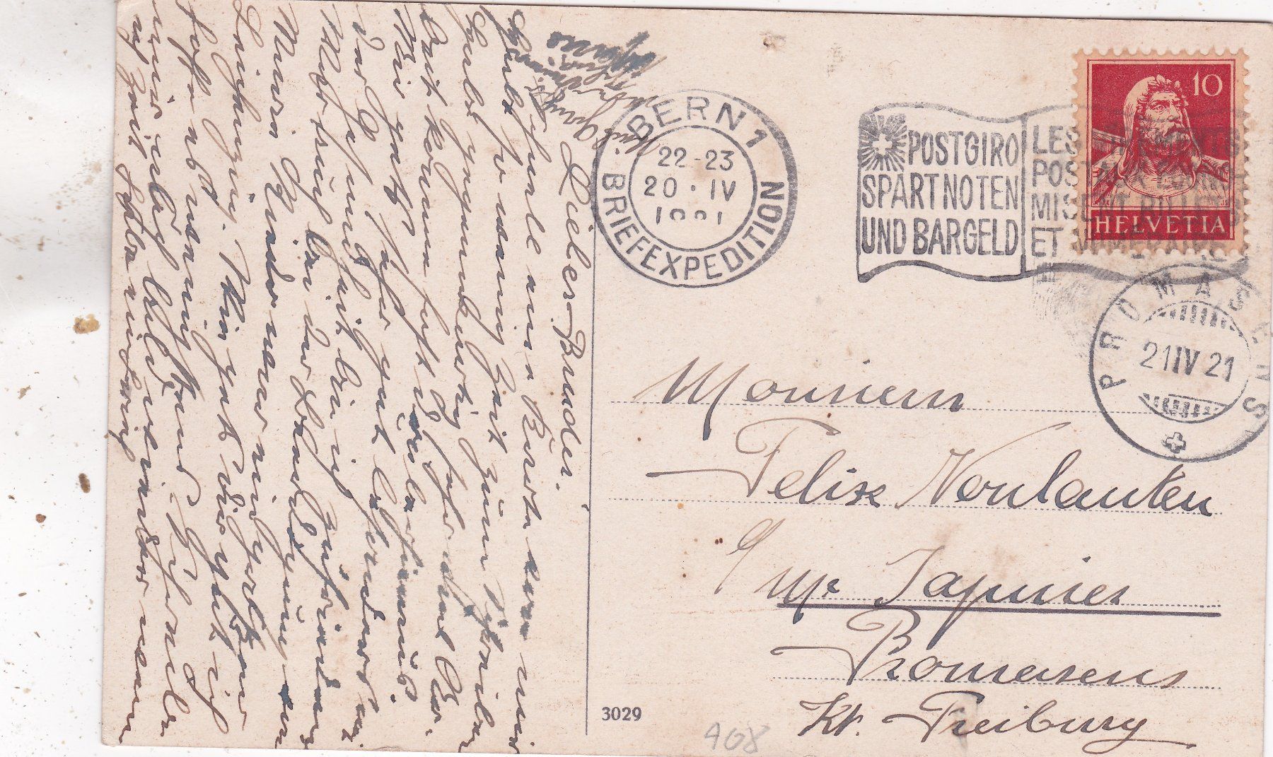 Cartes postales: Bern 1921 – D'occasion à Herisau par Lisegrat2008 1