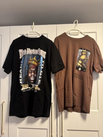 2 T-Shirts Notorious BIG und Mona Lisa schwarz braun