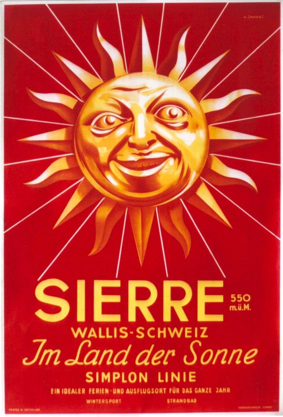 Foto & Immagini: SIERRE VALAIS PAYS DU SOLEIL - Affiche originale – Usato da Blonay venduto da postercollection