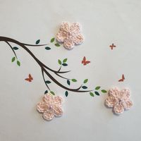 3 Stk Blumen Lamé mit Perlen, fiori uncinetto crochet 087 B