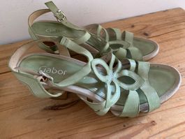 GABOR Lindengrüne Sandalette mega Gr 38 wie NEU 1x getragen