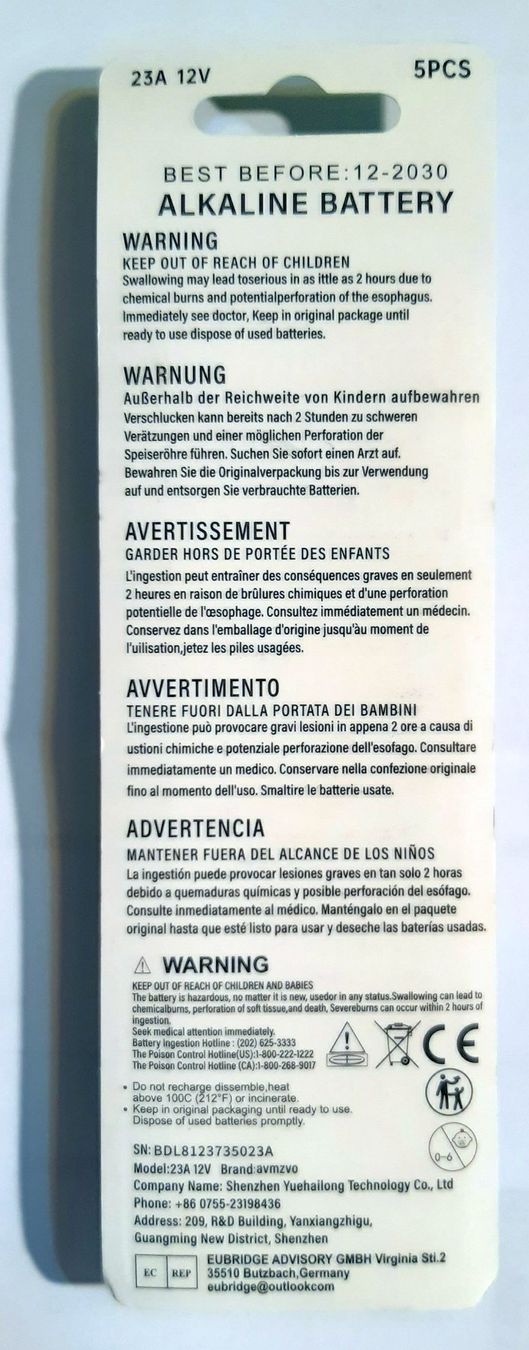 Caricatori & Batterie: NEU 23A / VGA23 Batterie per Stück – Nuovo e nell'imballaggio originale da St. Margarethen TG venduto da ursk10 2