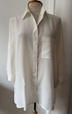Blouse oversize Anne Fontaine blanc cassé, Soie, Taille 38
