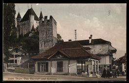 AK Thun, Berntor, alte Ringmauer und Schloss