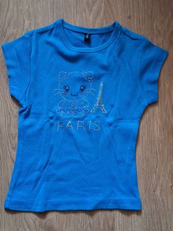 Kinder T-Shirt blau Grösse 104 Paris Motiv
