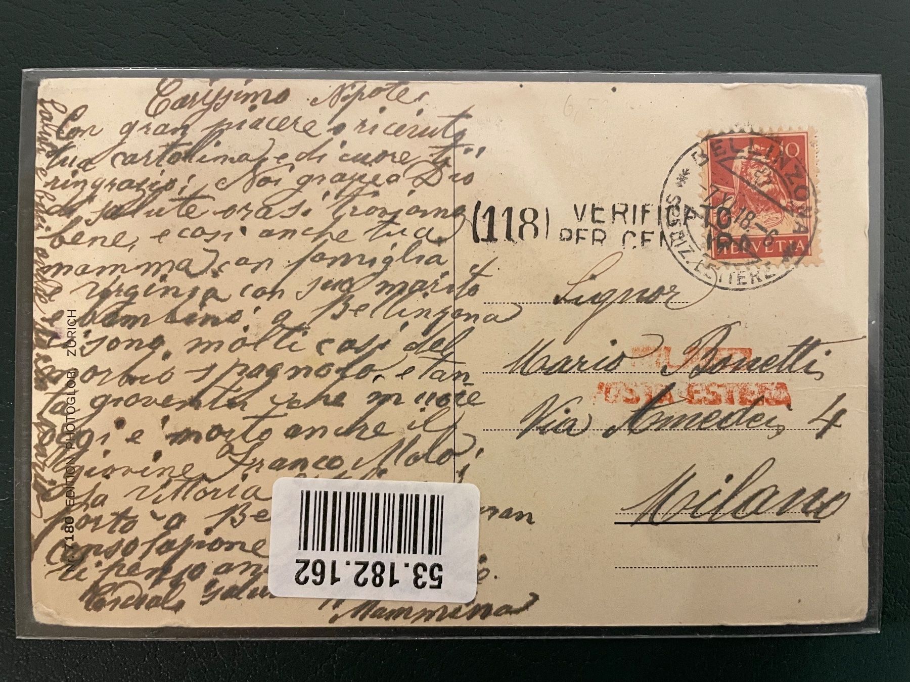 Cartoline postali: Bellinzona Nosetto 1918 – Usato da Faido venduto da Luca555 1
