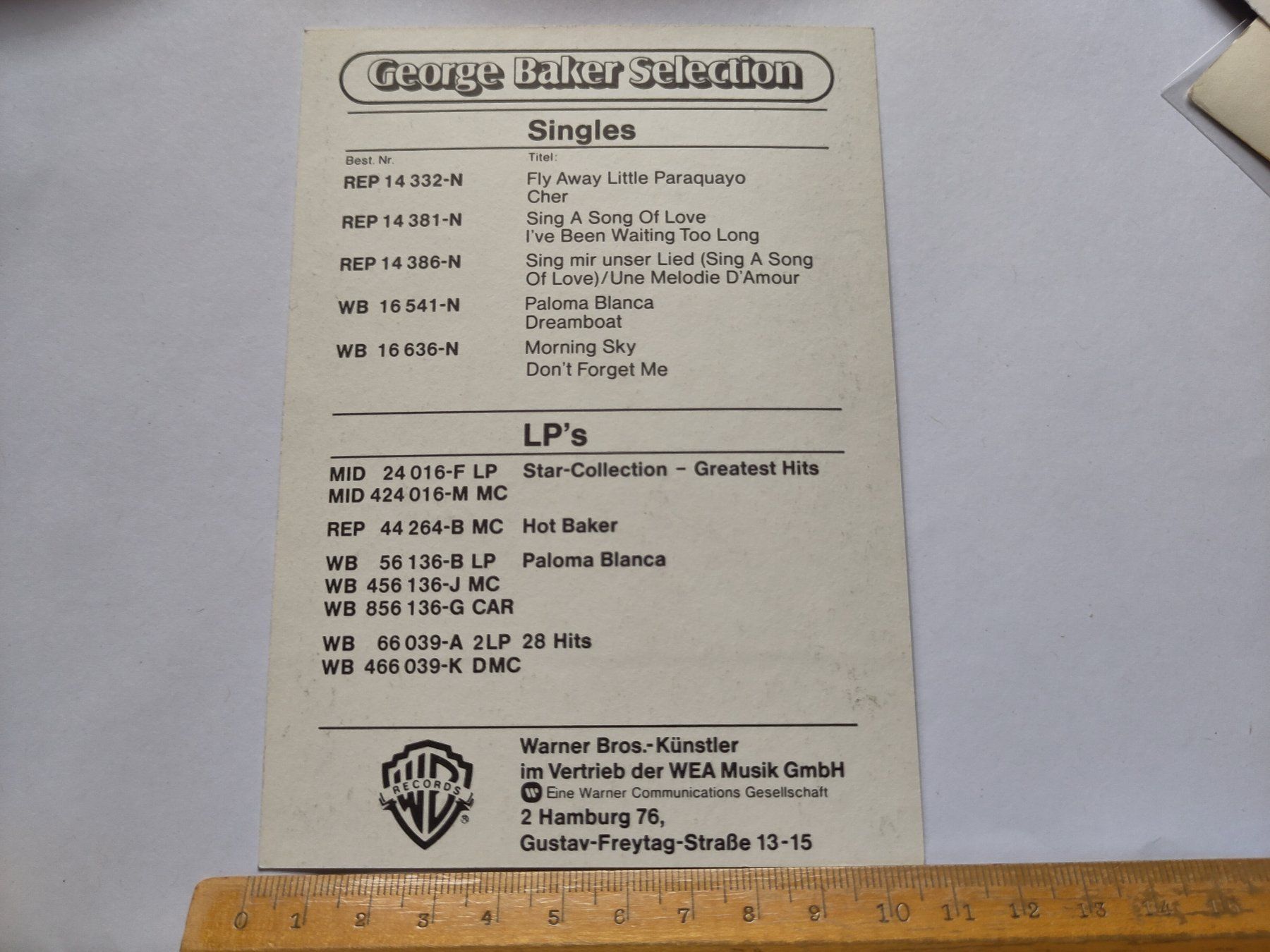 Autografi: George Baker Selection, Pop-Gruppe 1970er-Jahre – Usato da Schaffhausen venduto da RolfMeister 1