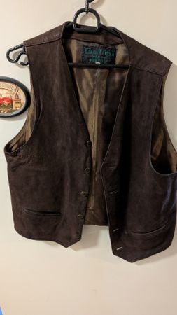 Leder Gilet. Galimi Made in Italy, Vera Pelle Leather Waistc