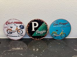 PIAGGIO  / METALL Blechtafel für Dekoration NEU! 3 Stück!