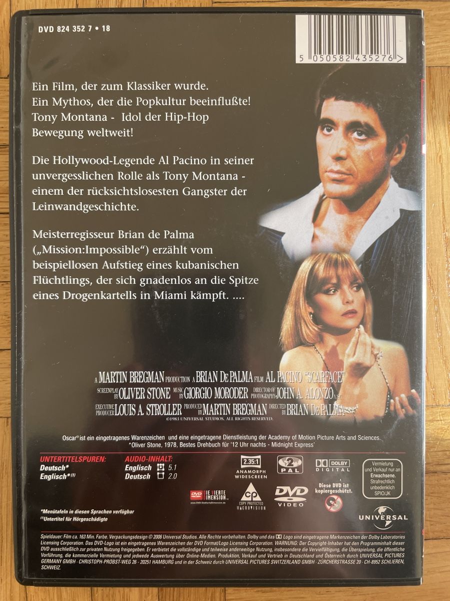 Tutti i DVDs: DVD Scarface mit Al Pacino, Klassiker – Usato da Zürich venduto da Mr.Mauri83 1