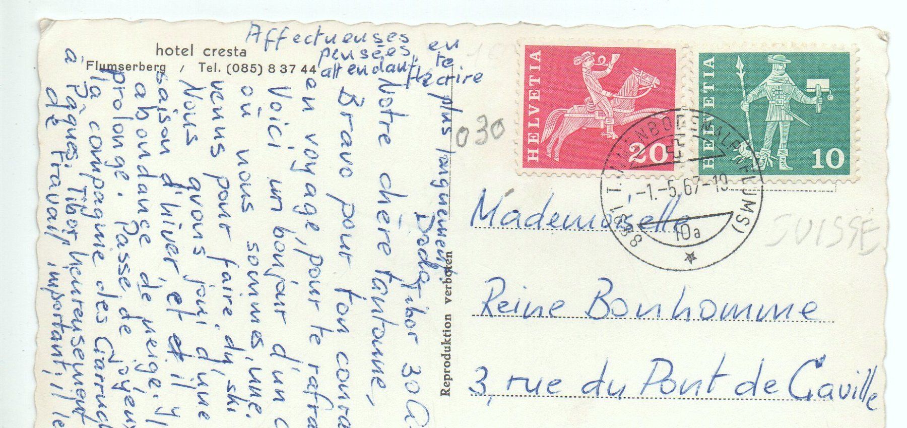 Cartoline postali: FLUMSERBERG Hotel Cresta – Usato da Jona venduto da philajona 1