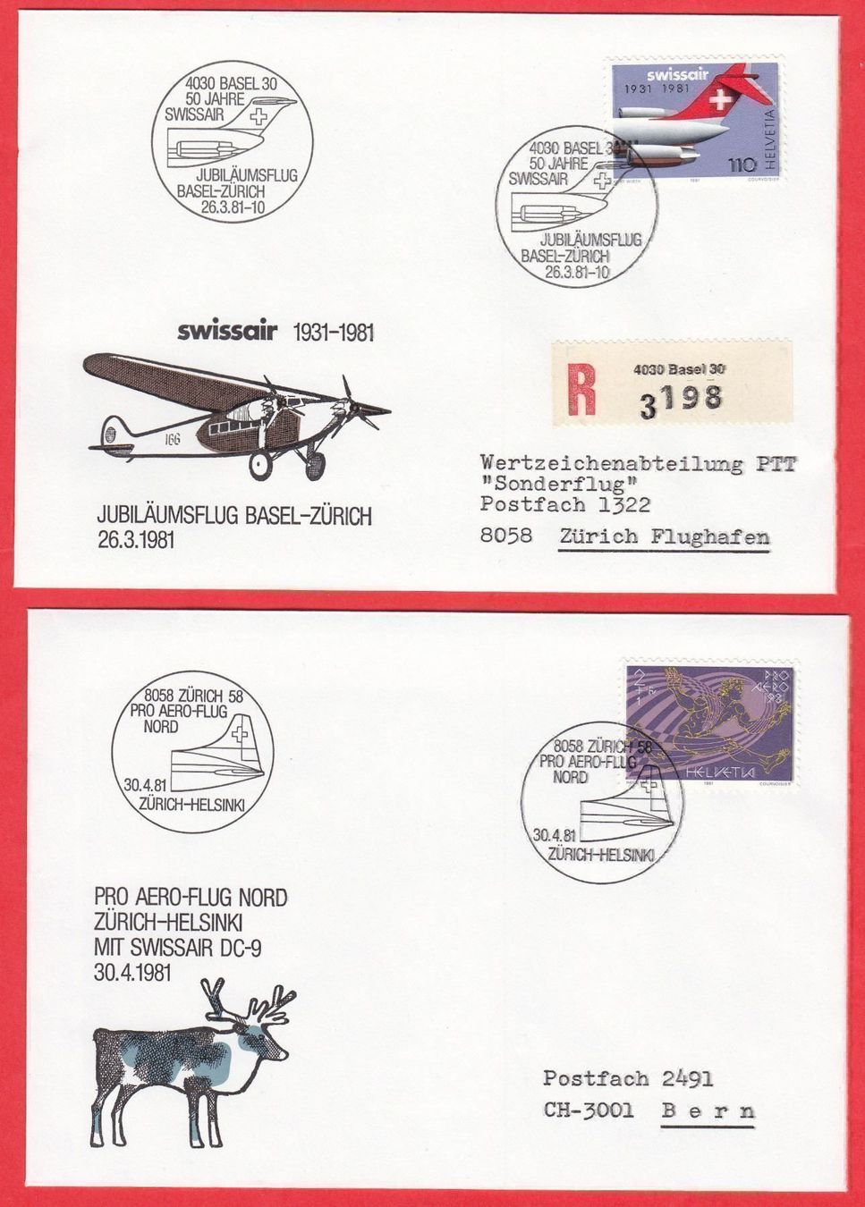 Tutti i francobolli: 1981  5  Teiliges Set mit 5 Spezial Flügen – Nuovo (secondo la descrizione) da Adliswil venduto da Aenti 2