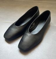 Black Leather Flat Ballet Pump Shoes, M&S EU 38