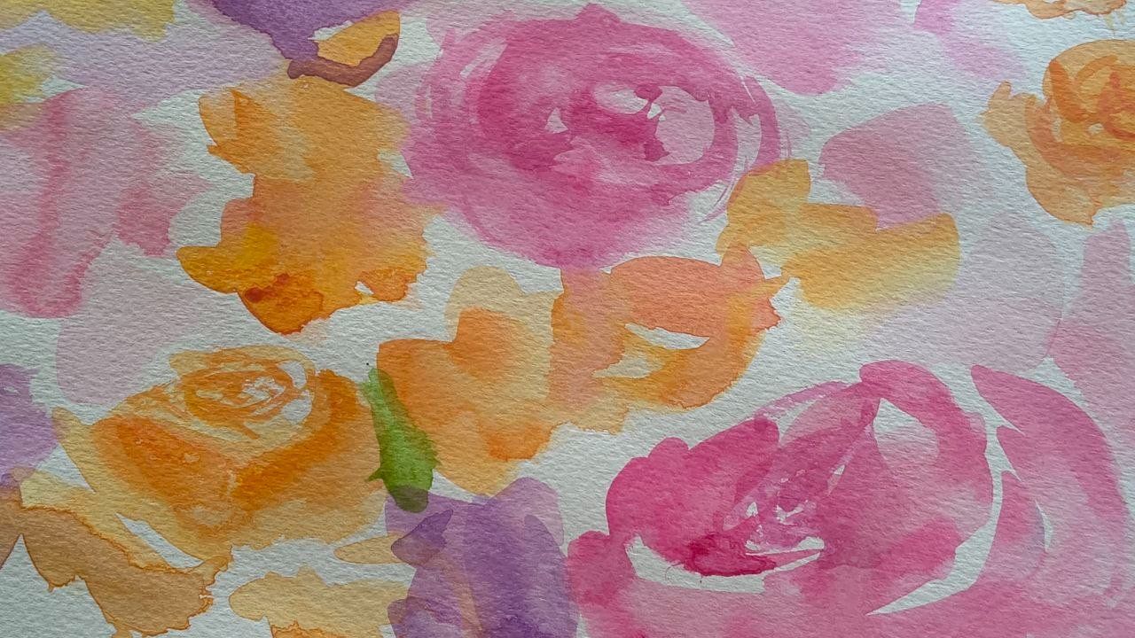 Dipinti: Rosen Aquarell Bild – Nuovo e nell'imballaggio originale da Zürich venduto da Margacrea 3