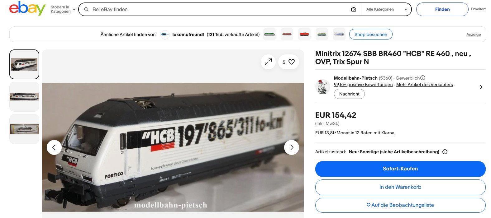 Trix Modelleisenbahnen: Minitrix SBB HCB Re 460 E-Lok Digital 12674 – Gebraucht aus Winterthur von Monstera 8