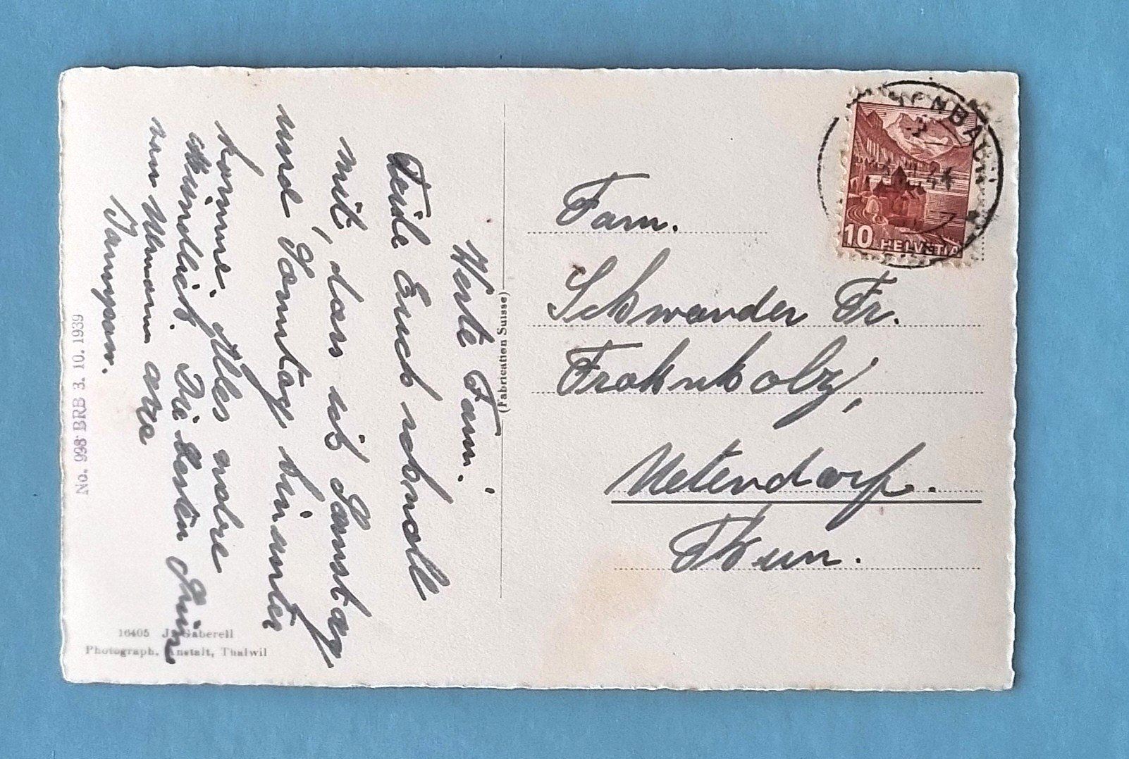 Cartoline postali: Jaunpass - Blick ins Simmental - 1944 – Usato da Rothrist venduto da RROENK 1