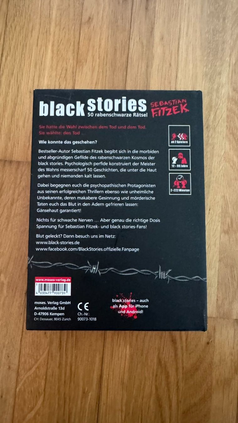 Spiele: Black Stories Sebastin Fitzek – Gebraucht aus Bonaduz von laryxfary 1