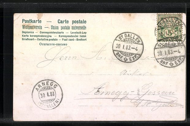 Cartoline postali: St. Gallen, Blick auf die Kirche Linseb – Usato da Berlin venduto da bartko-reher 1