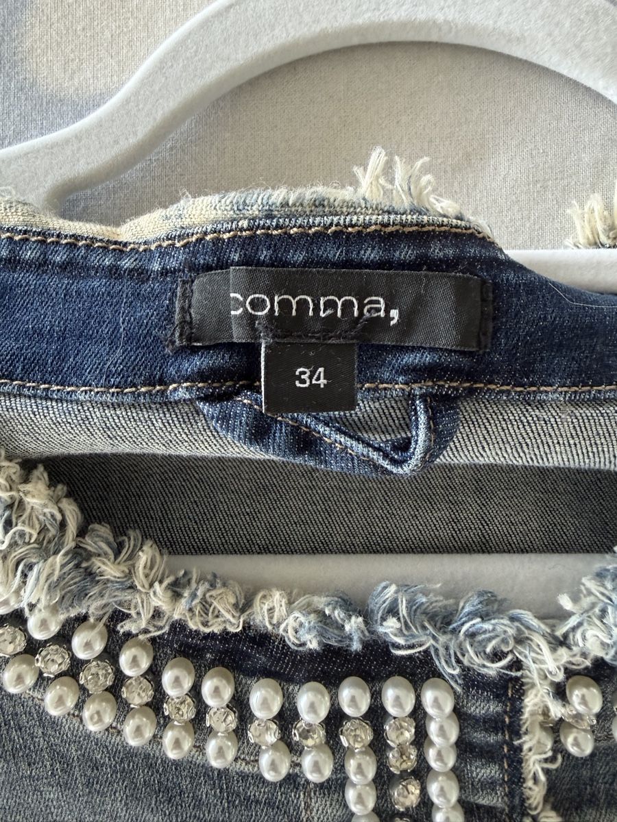 Comma Giacche: Comma Jeansjacke mit Perlen und Glitzersteinen – Nuovo (secondo la descrizione) da Zürich venduto da Sunset69 4