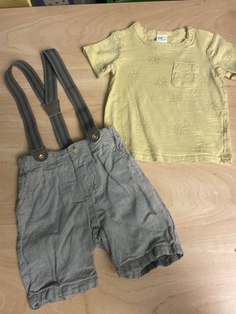 H&M Sommer Set Gr. 74 T-Shirt und Shorts mit Hosenträger☀️