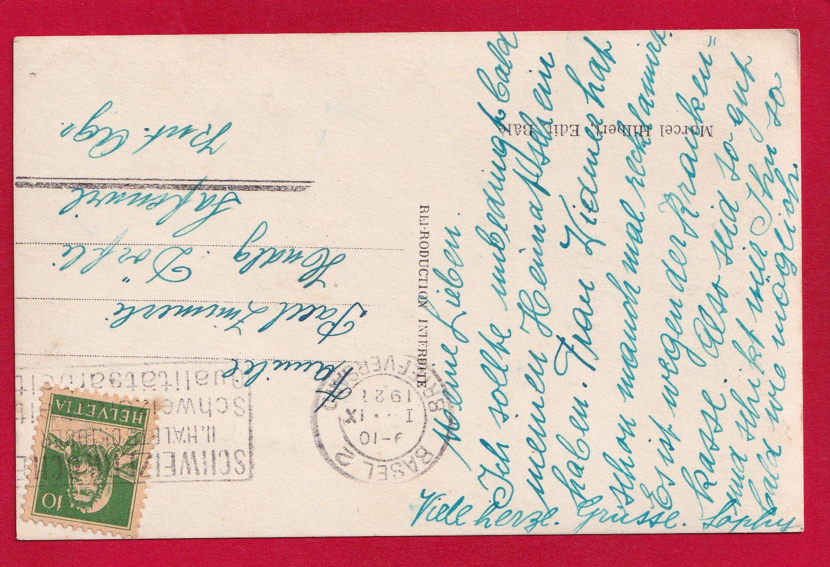 Cartoline postali: AK BASEL GUNDELDINGERSTRASSE 1921 – Usato da Grüningen venduto da Kartensammler 1