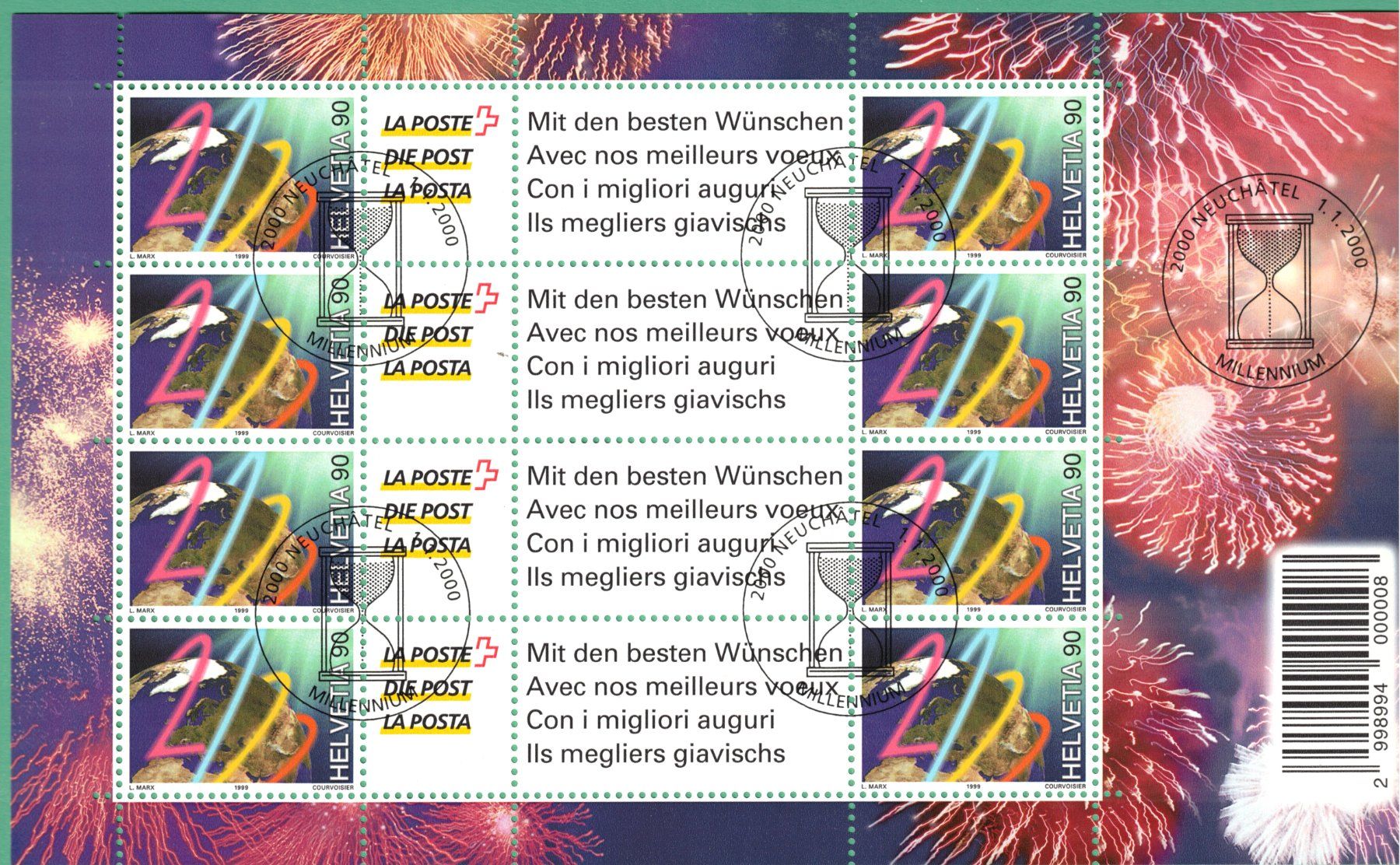 Tous les timbres: 2000  Kleinbogen   LA POSTE     gestempelt  Millennium – D'occasion à Mellingen par Ginger