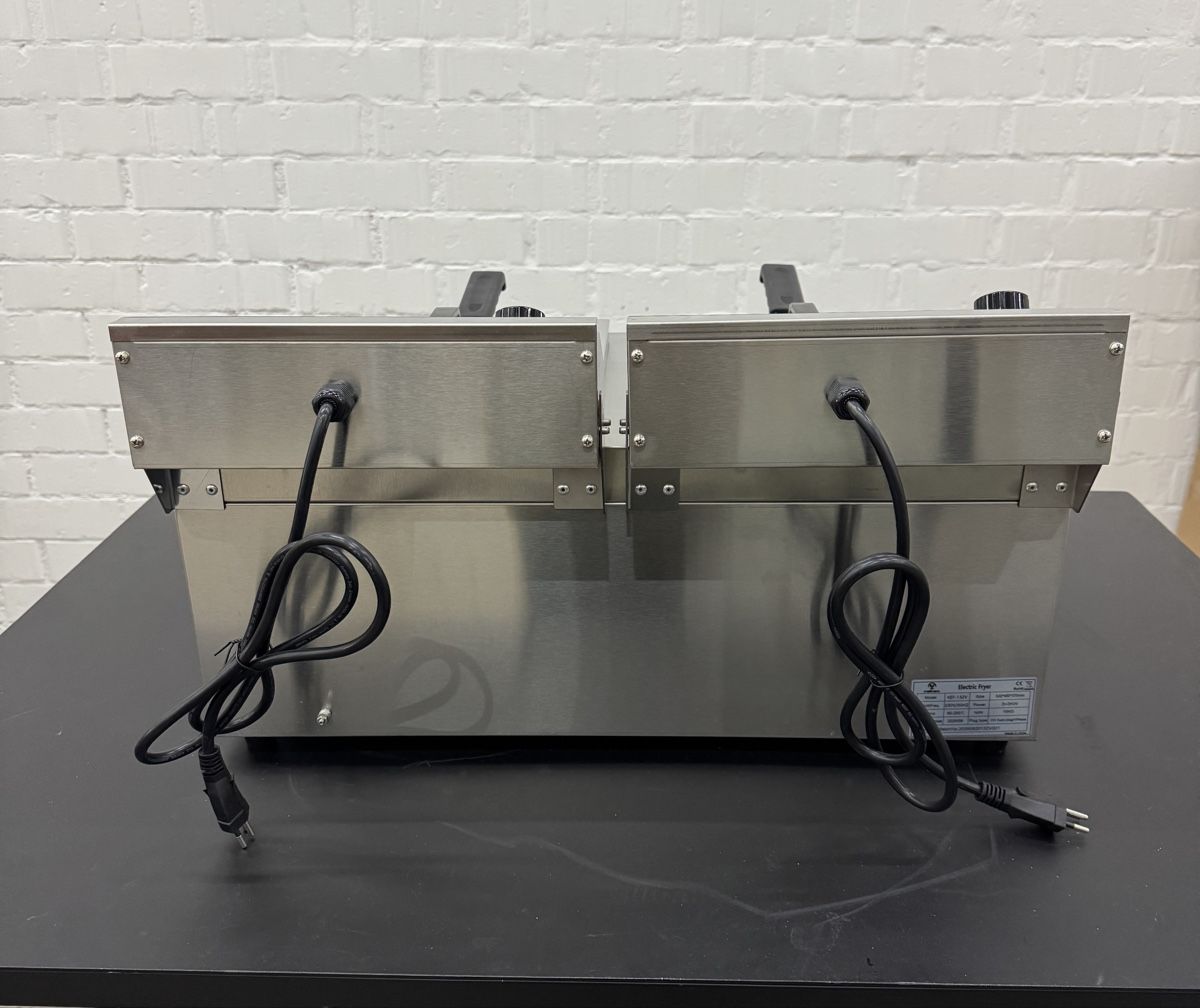 Küchengeräte: Elektro Doppelfritteuse - 10+10 Liter - 3+3 KW - Mit Ablassh – Neu und originalverpackt aus Zuchwil von mafivarotrading 3