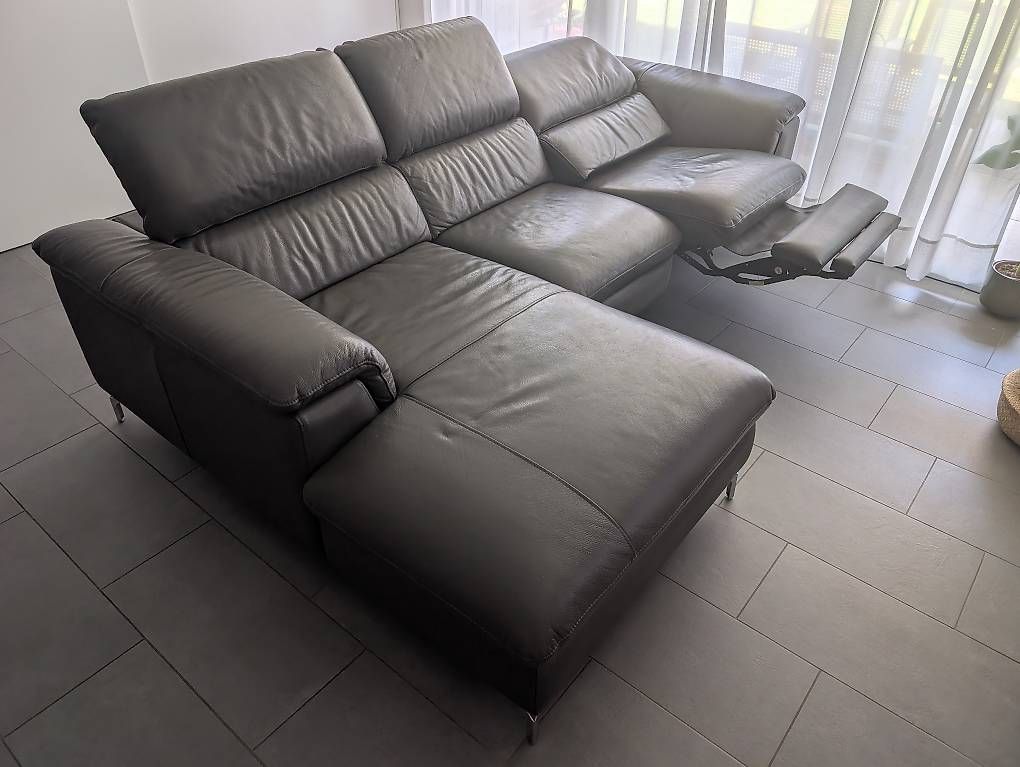 Divani: Canapé d'angle en cuir véritable - gris anthracite  – Usato da La Tour-de-Peilz venduto da RiccIvan23