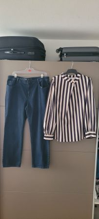 Jean strech coton C&A/48/ & Chemise taille 2XL/Neuve