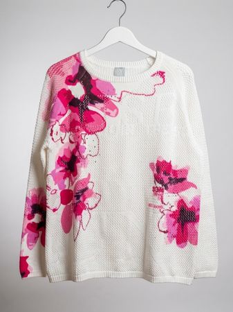 Weisser RABE  Pullover mit Blumenmuster, Grösse 44 neu!