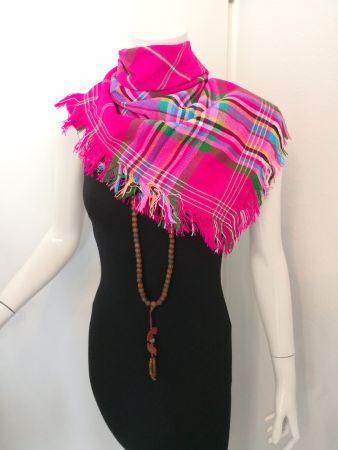 🤩BOHO-CHIC ETHNO SCHAL PINK KARRIERT NEU