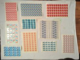 10 Bogen/Teilbogen mit Ersttag Stempel