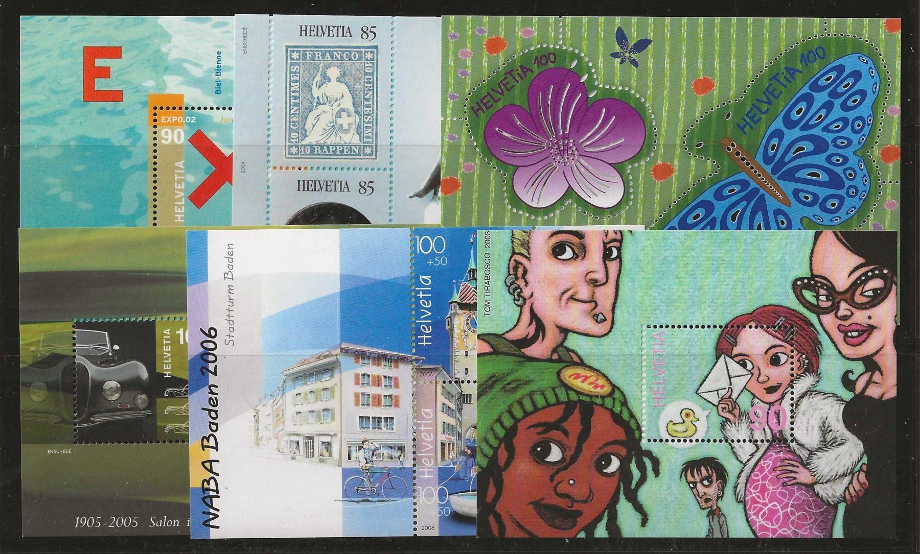 Alle Briefmarken: 6 Diverse Blocks Schweiz Postfrisch ** – Gebraucht aus Zürich von Philacat11