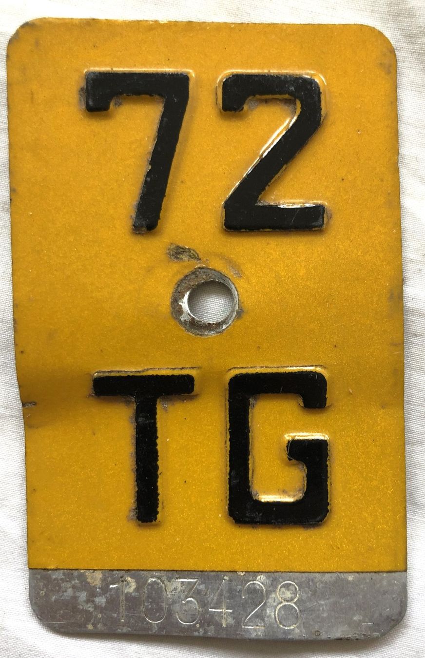 Schilder: Velo - Nummernschild - TG 72 – Gebraucht aus Schaffhausen von durruti