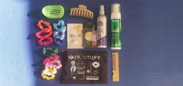 Scrunchies Hair-Set und Täschchen, Hairspray, Styling Mousse