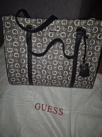 Guess Henkeltasche G Logo Mappe Braun/Weiss - Top Zustand 