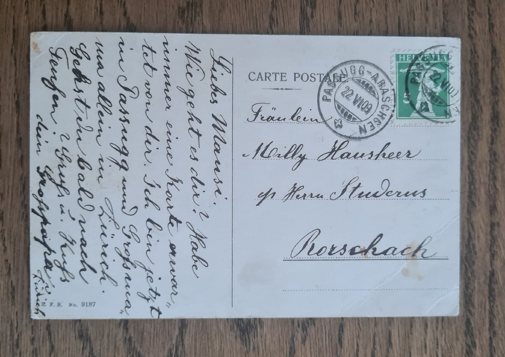 Cartoline postali: Gruss aus Bergwelt, Passug 1909 – Usato da Ebikon venduto da Donar50 2