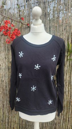 Pull noir étoiles perles by Chicorée, taille M, NEUF