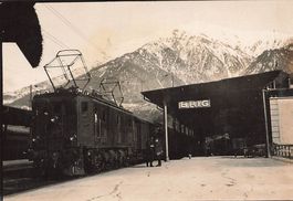 Brig VS Bahnhof Elektrolokomotive Originalfoto 1929 Bahn