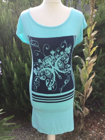 Tunique Robe turquoise Papillon, taille M