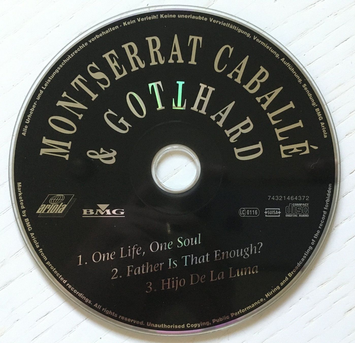 CD: MONTSERRAT CABALLE & GOTTHARD - ONE LIFE – Usato da Bottens venduto da hotter-than-hell 2