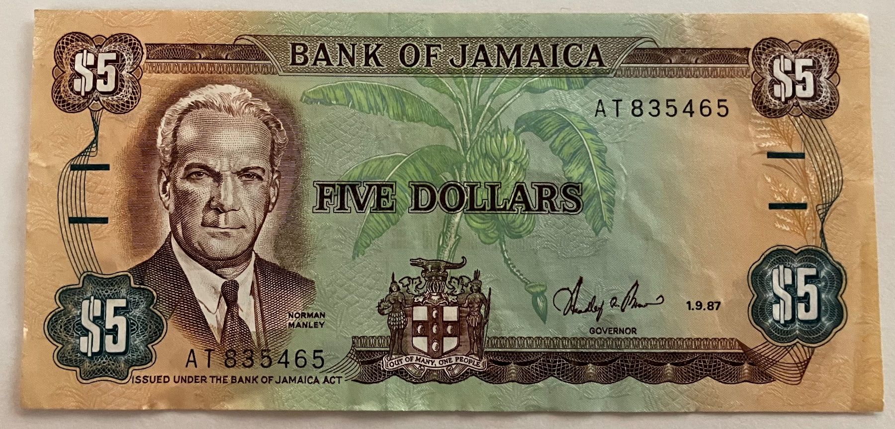 Banconote: Jamaika 5 Dollars 1987 – Usato da Algetshausen venduto da Carrhard