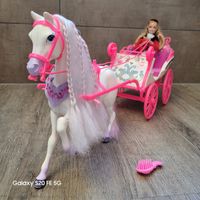Barbie Pferd Diva/Rosebud mut Kutsche