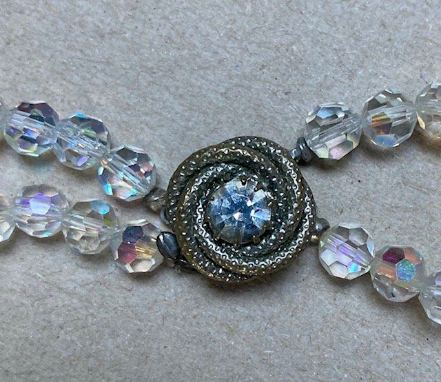 Collier années 50 à deux rangs pierre du Rhin (Neu (gemäss Beschreibung ...