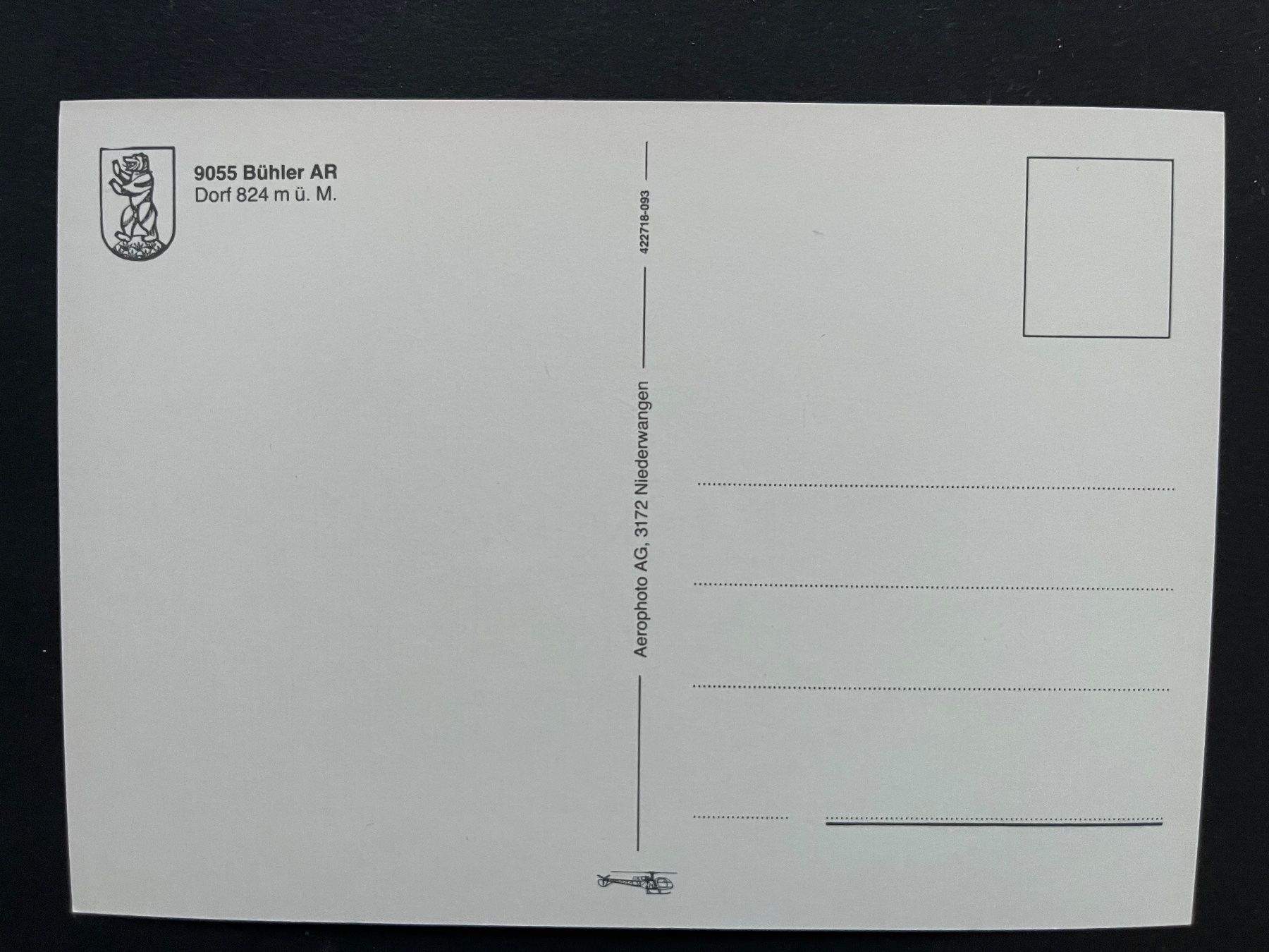 Cartoline postali: Bühler AR Dorf/  Luftbild ca. 1980 – Usato da Ostermundigen venduto da DaxKarten-75 1