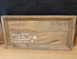 Deko Tablett Holz mit Winter Spruch guter Zustand