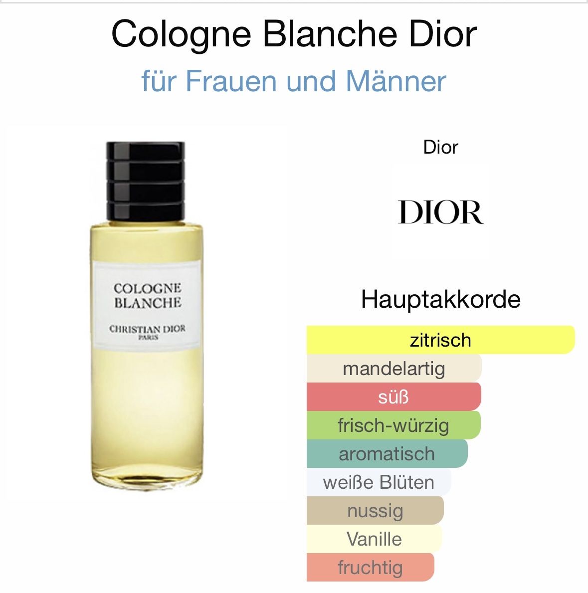 Dior Profumi & Eau de Toilette: Dior Cologne Blanche 2ml Abfüllung Duftprobe – Nuovo (secondo la descrizione) da Düdingen venduto da parfum_tester 2